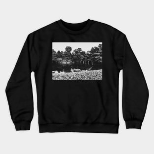 Black and White Shot of Bridge in Large Japanese Garden Crewneck Sweatshirt